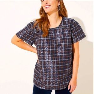 LOFT Plus Shimmer Plaid Top Size 20